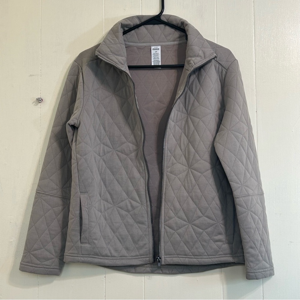Reebok RBK New Light Gray Long Sleeve Zipper Fleece Sweatshirt Jacket Size Small - Picture 3 of 12